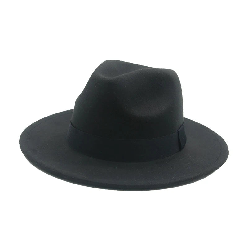 Fedora Hat Women Winter Hats for Women Ribbon Band Men's Hat Wide Brim Classic