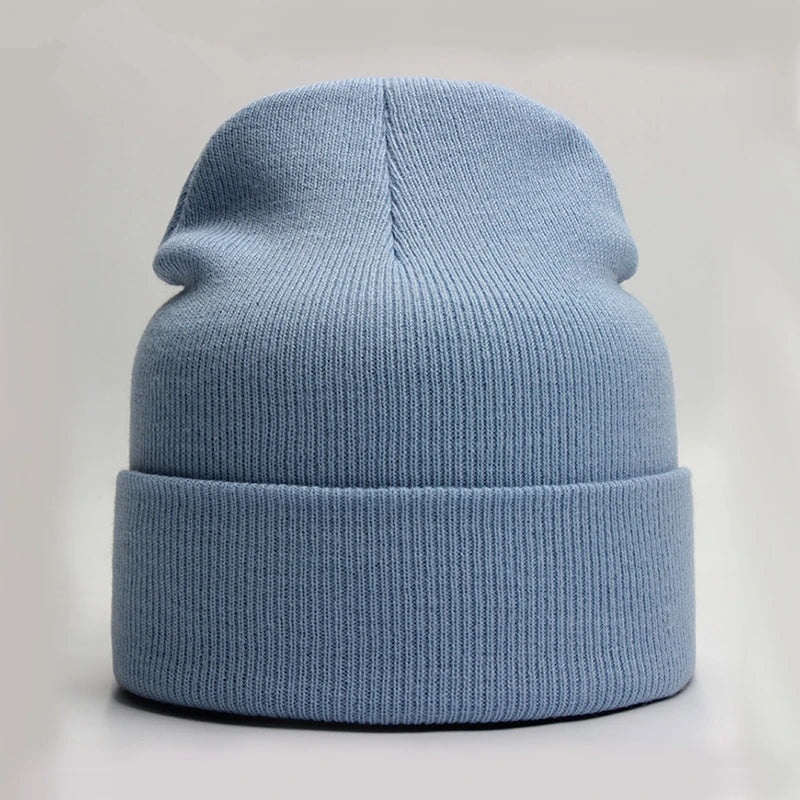 Solid Unisex Beanie Winter Wool Blends Soft Warm Knitted Cap Men Women SkullCap Hats beanies