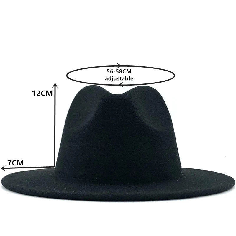 Wool Felt Jazz Fedora Hats 56-58-60CM