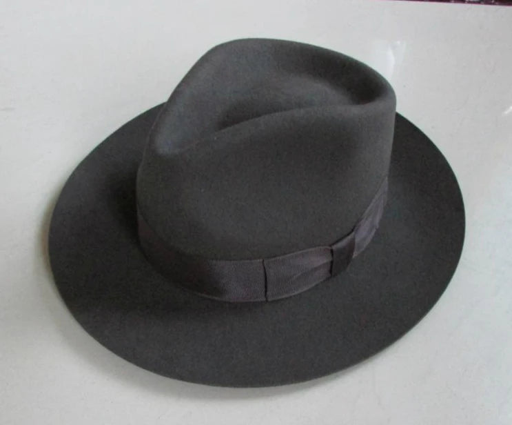 “Vintage Brown Fedora Hat – Premium Wool Blend, Classic Brim Design, Adjustable Fit