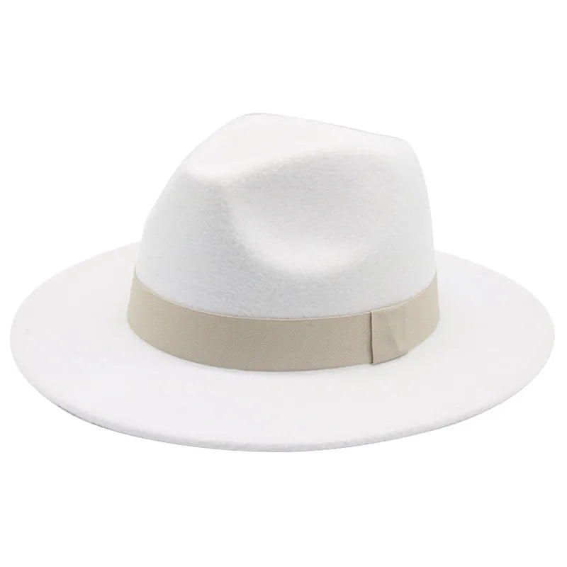 Fedora Hat Women Winter Hats for Women Ribbon Band Men's Hat Wide Brim Classic