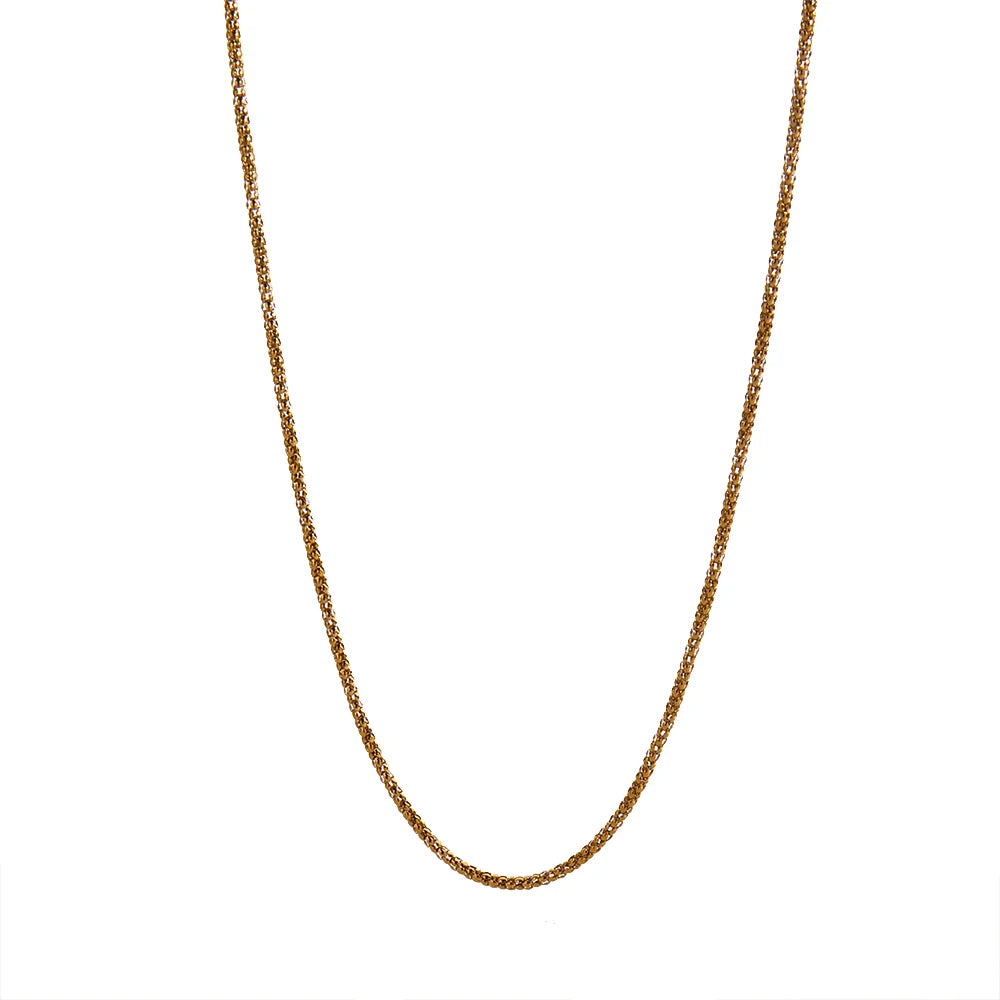 Fashion jewlery18k Gold Plated Stainless Steel Thin Rope Cuban Chain Choker Necklaces for Women