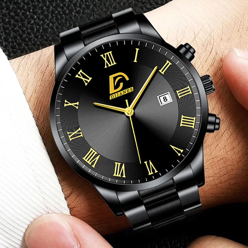 Luxury Minimalist Quartz Wrist Watch Gold Stainless Steel Fashion Watches Mens