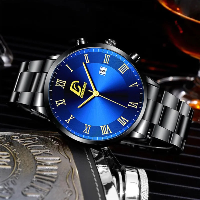 Luxury Minimalist Quartz Wrist Watch Gold Stainless Steel Fashion Watches Mens