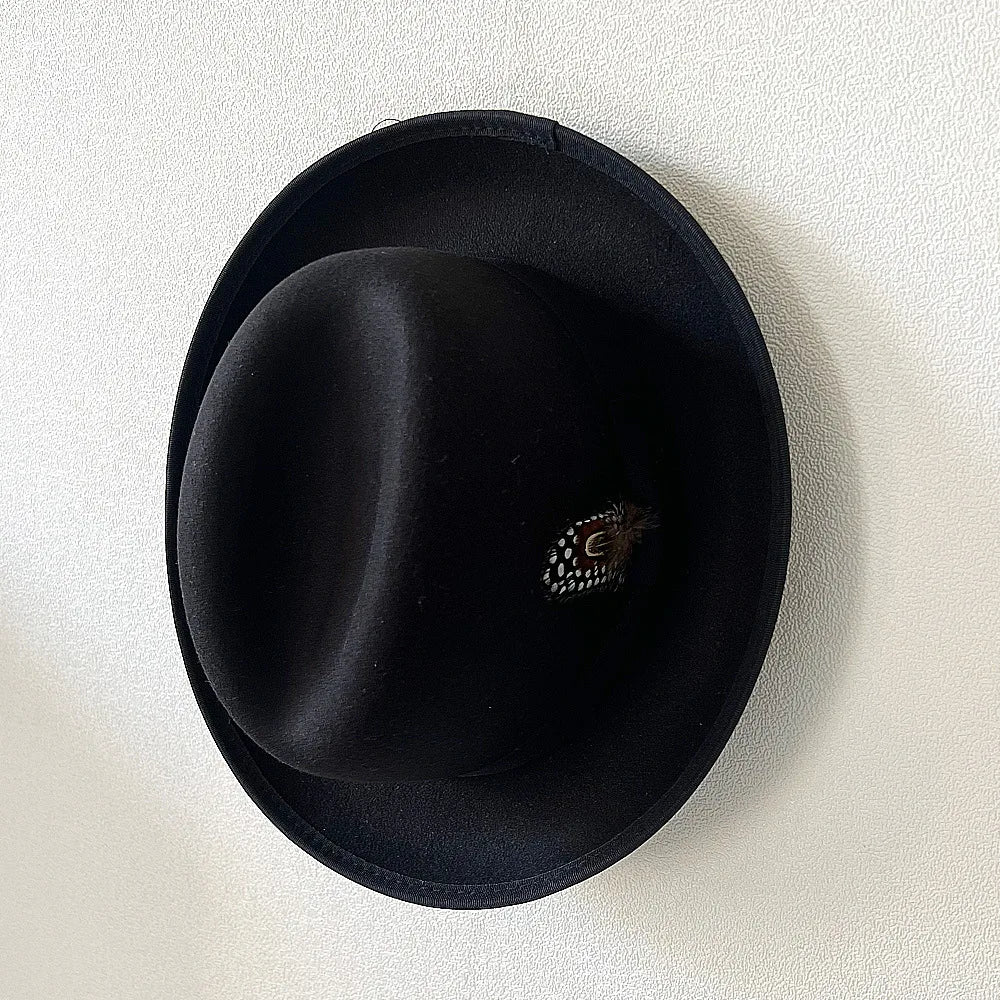 Classic Fedora Hat – Soft Wool Blend with Feather Accent, Wide Brim, Unisex, Available in Multiple Colors