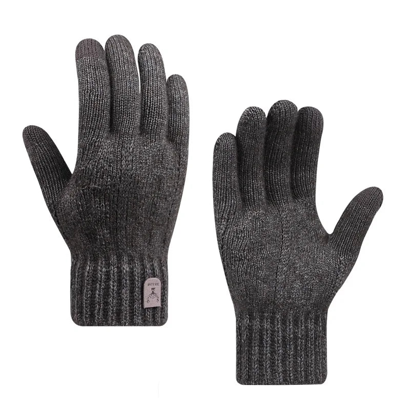 Men warm gloves winter touch screen plus fleece gloves cold warm wool knitted gloves