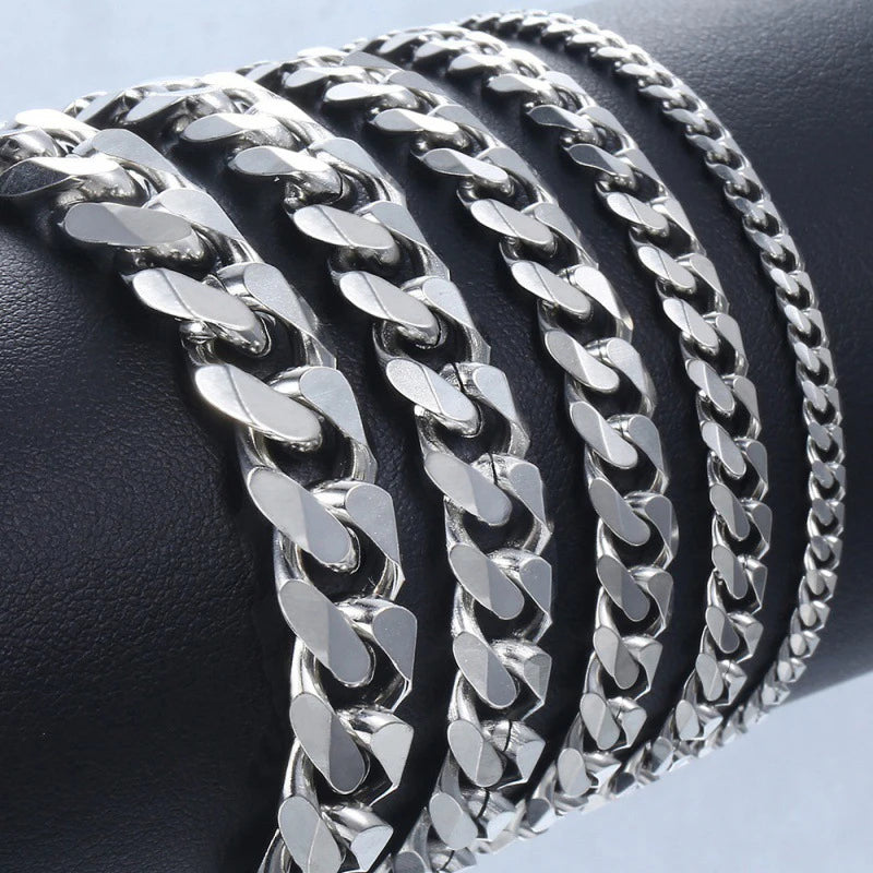 Chain Bracelet Trendy Cuban Chain Men Bracelet Classic Stainless Steel 3/5/7/9mm Width Chain Bracelet For Men Women