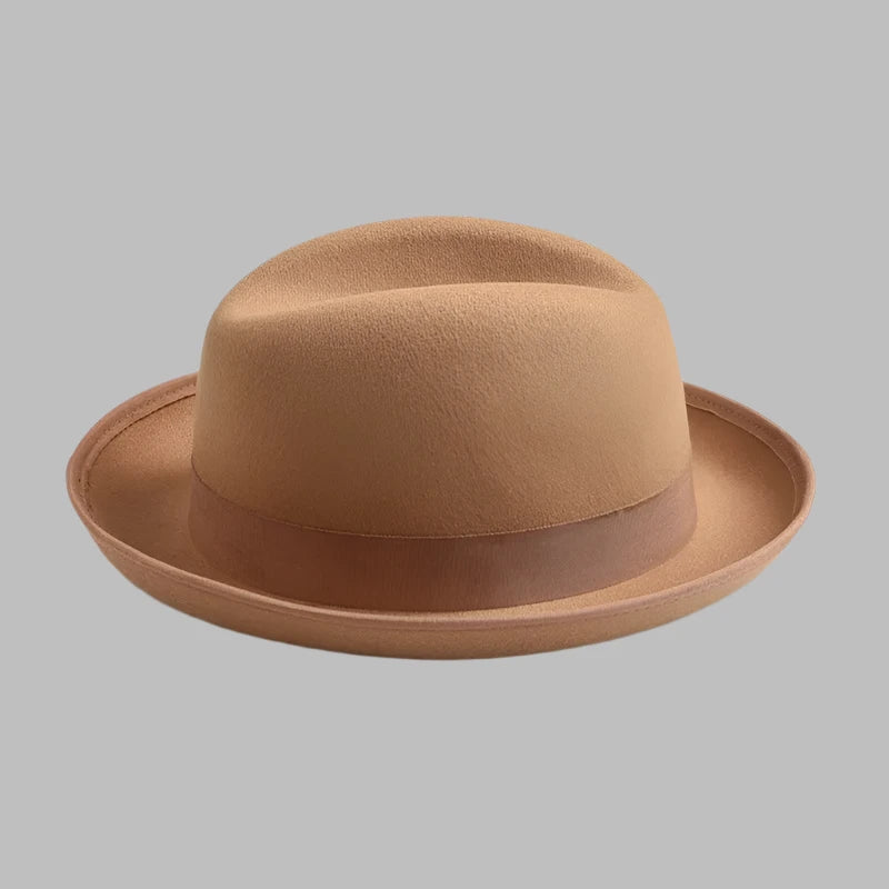 Classic Fedora Hat – Soft Wool Blend with Feather Accent, Wide Brim, Unisex, Available in Multiple Colors