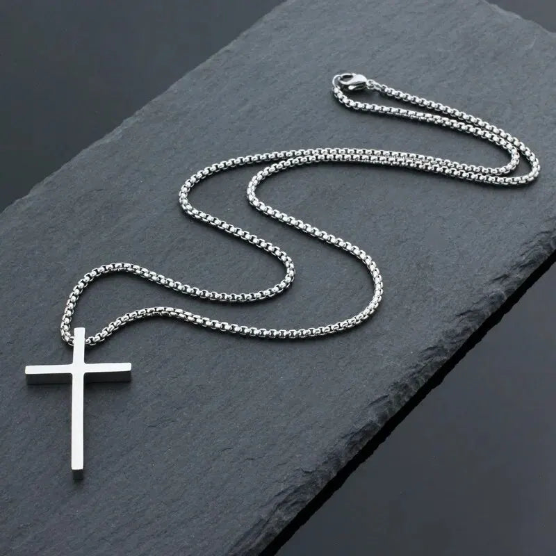 Cross Pendant High Quality Titanium Steel Necklace Glossy Niche Personality Men and Women Wear Choker No Fade Sweater Chain