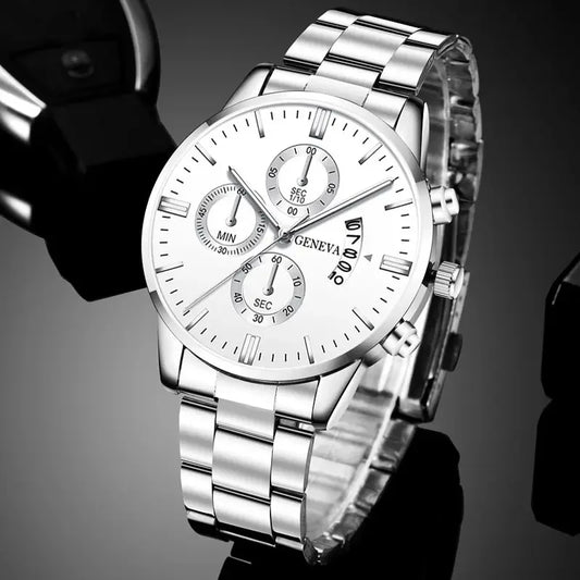 New 40mm Men's Quartz Watches Stainless Steel Silver for Men