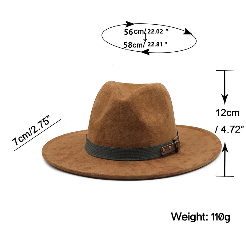 Classic Suede Fedora Hat with Buckle Accent – Stylish and Durable