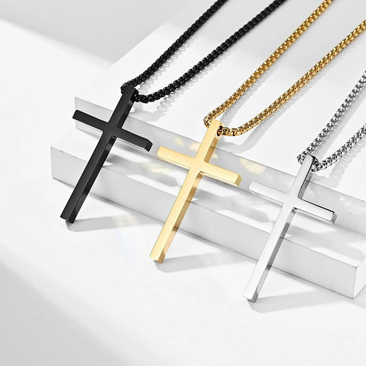 Cross Pendant High Quality Titanium Steel Necklace Glossy Niche Personality Men and Women Wear Choker No Fade Sweater Chain