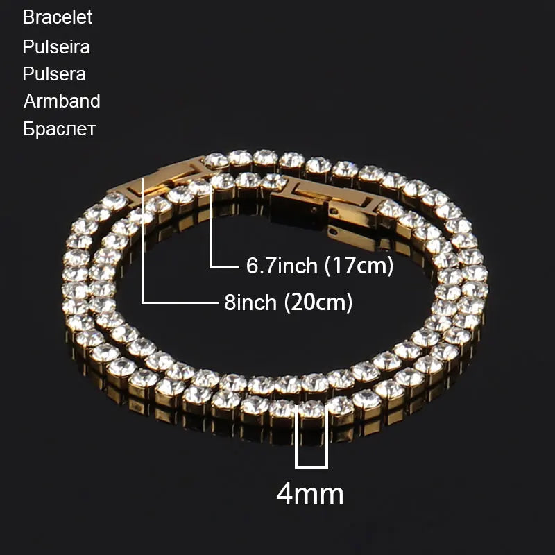 Necklace Stainless Steel 316L For Women 4mm Tennis Chain Men Hip Hop Choker Necklaces Gothic Zircon Necklace Jewelry