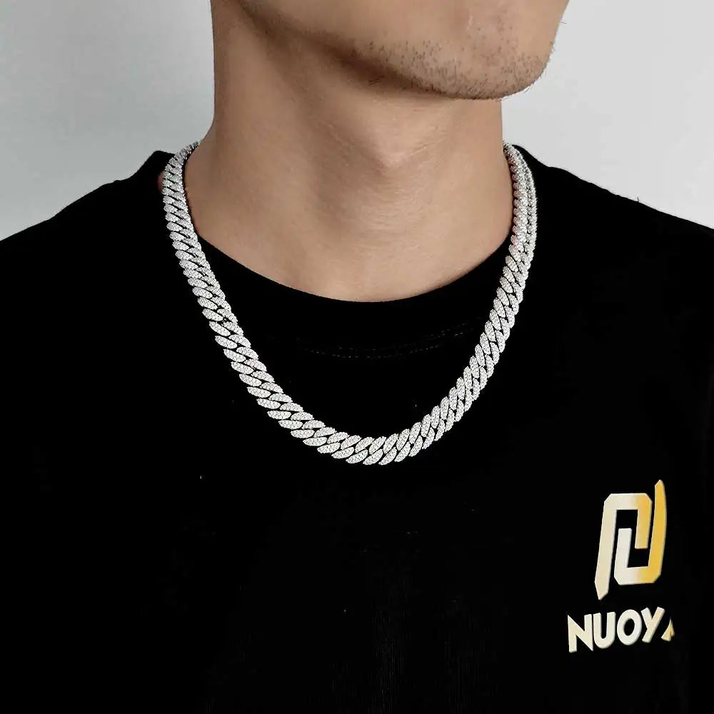 Cuban link10mm Hip Hop Cubic Zircon CZ Iced Out Bubbles Chain Necklace Jewelry