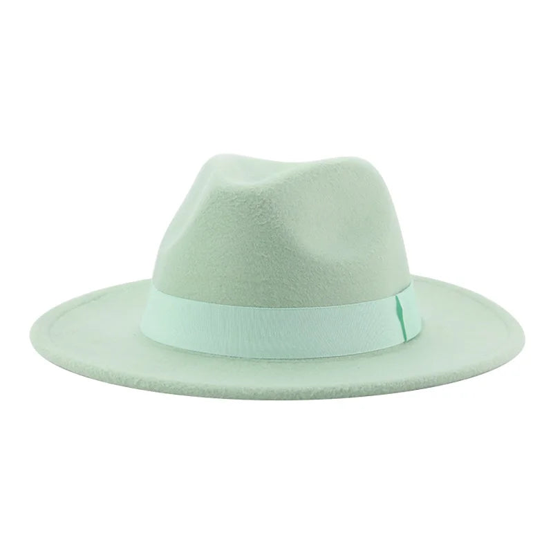 Fedora Hat Women Winter Hats for Women Ribbon Band Men's Hat Wide Brim Classic