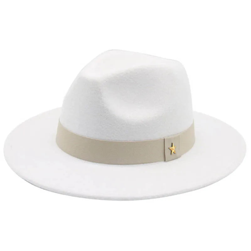 Fedora Hat Women Winter Hats for Women Ribbon Band Men's Hat Wide Brim Classic