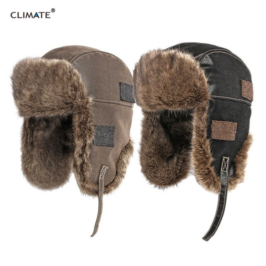 Thicken Hat Trend Bomber Hats Ear Protect Face Windproof Pilot'sFur Hat Russian Ushanka Winter Ski Cap Hats