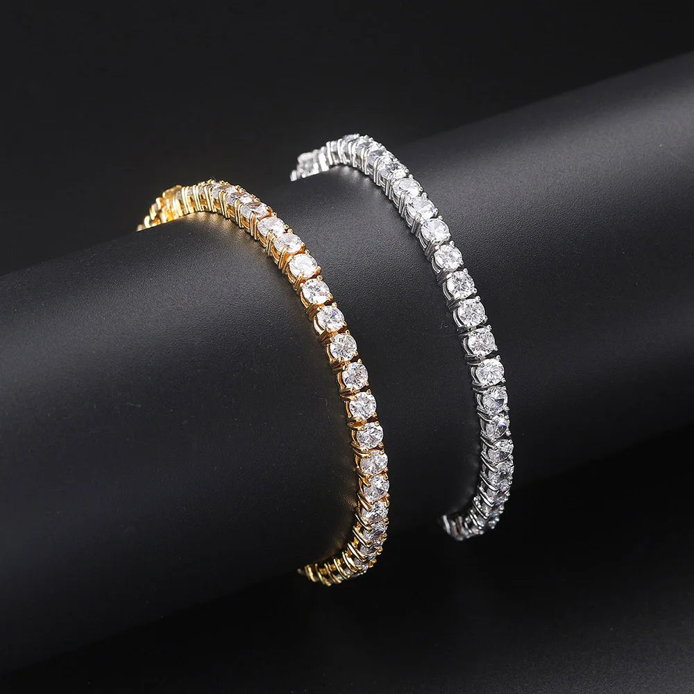 Tennis Iced Out Crystal Bracelet for Women Punk Hiphop Luxury AAA+ Cubic Zirconia Wedding Gold Color Hand Chain jewelry