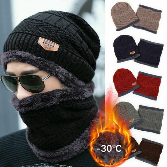 Winter Hats Knit Cap unisex Velvet Hat Coral Fleece Scarf Outdoor Riding Hat Warm Thickening Plus Velvet Neck Protect Cap