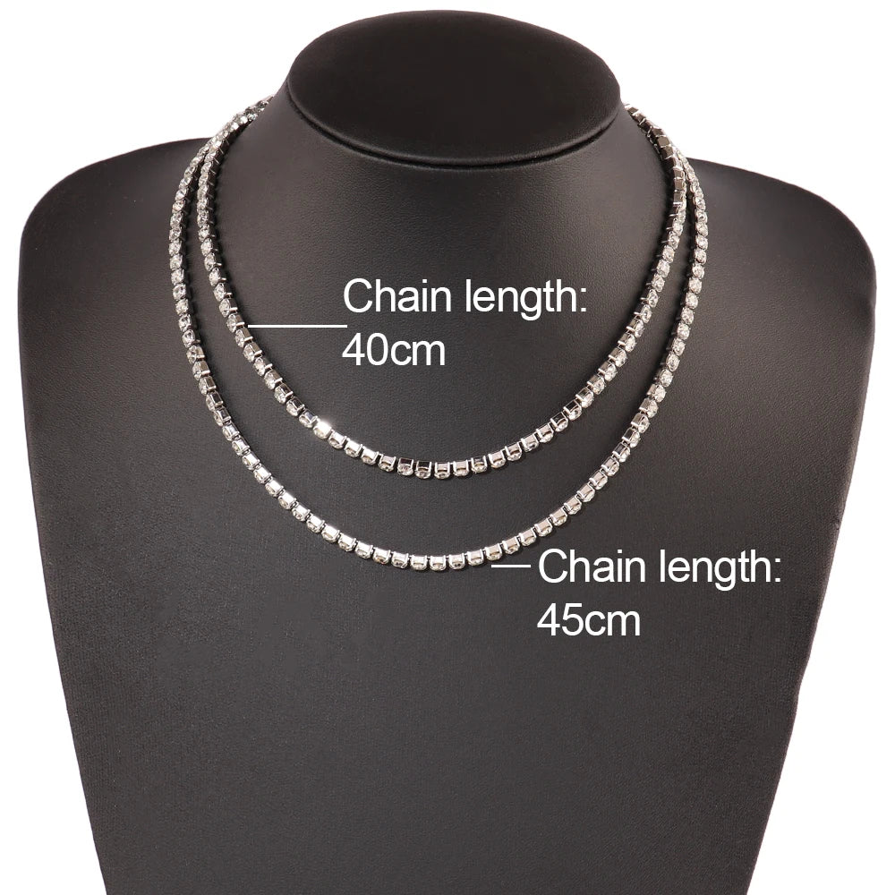 Tennis Chain Necklaces Color Crystal 316L 4mm Stainless Steel Necklace For Women Men's Hiphop Zircon Choker Necklace Jewelry