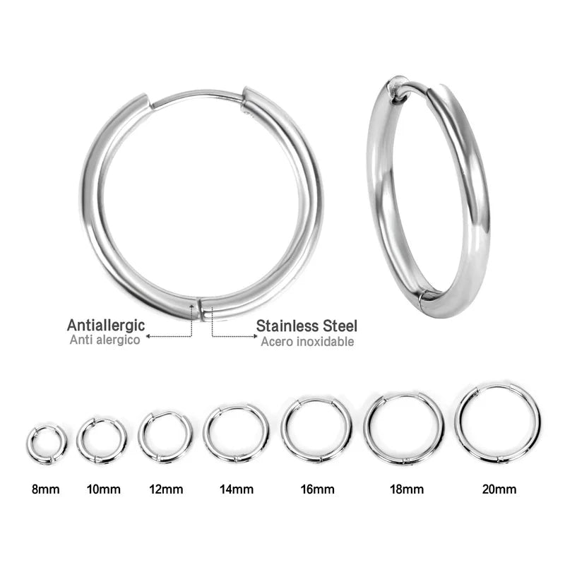 Hoop Earrings Women Men Gold Color Small Earrings 1 Pair Stainless Steel Girl Jewelry Pendientes Mujer Aretes Cartilage Piercing