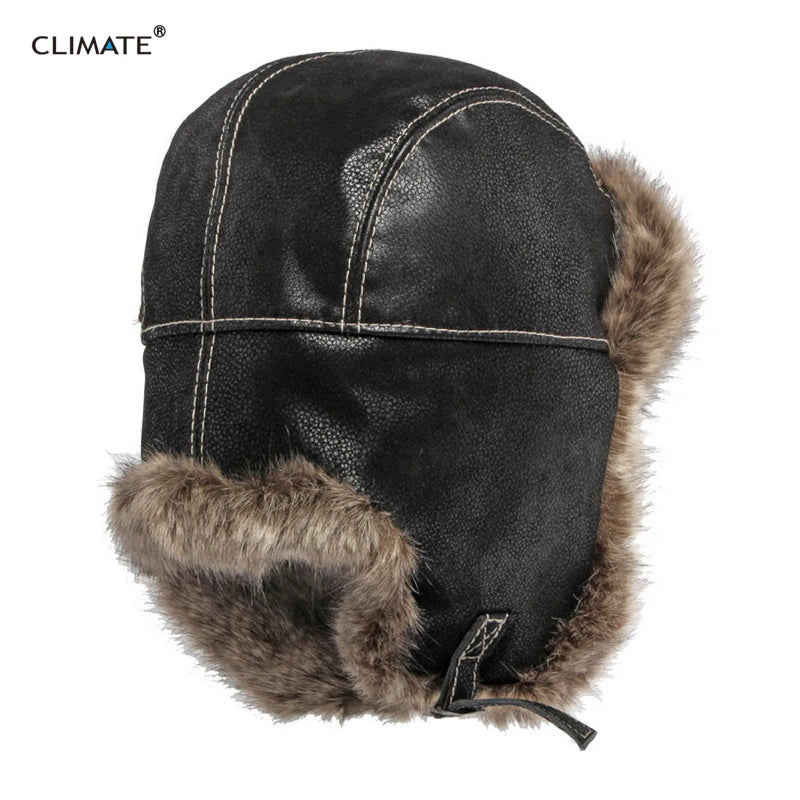 Thicken Hat Trend Bomber Hats Ear Protect Face Windproof Pilot'sFur Hat Russian Ushanka Winter Ski Cap Hats