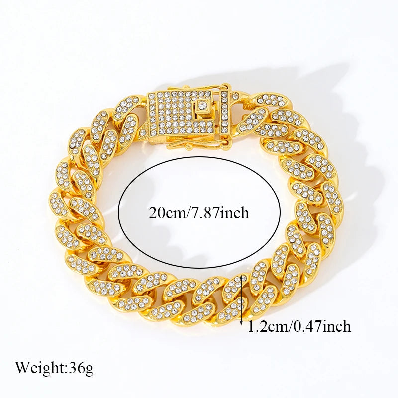 Cuban Chain Bracelet 316L Stainless Steel Gold Color For Women Men Trendy Punk Waterproof Wrist Chain Jewelry