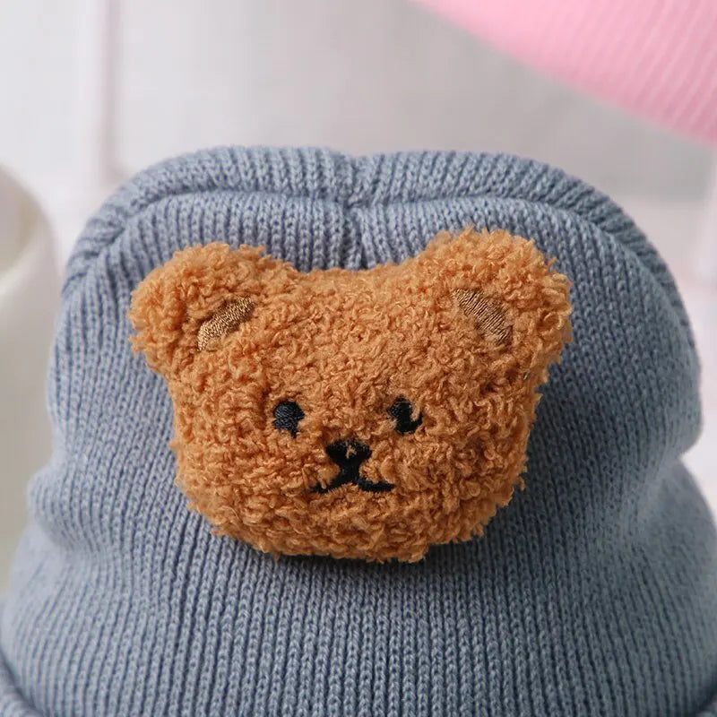 Bear Baby Knitted Hat Winter Warm Newborn Infant Beanies for Boys Girls Soft Comfortable Toddler Kids