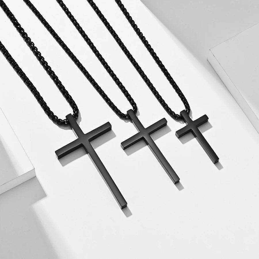 Cross Pendant High Quality Titanium Steel Necklace Glossy Niche Personality Men and Women Wear Choker No Fade Sweater Chain