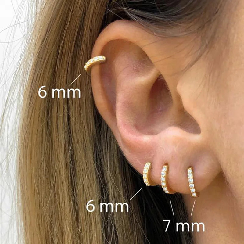 Stainless Steel 2pcs Rainbow Hoop Earrings Girl Tiny Rings Cartilage Small Helix Piercing Tragus Circle Men Hoops