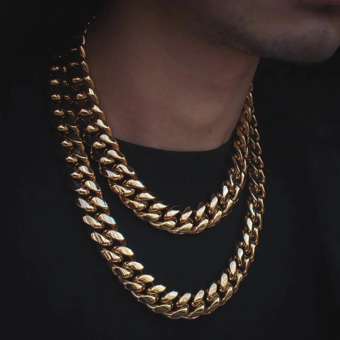 Cuban Link Necklace for Men 6/8/10/12/14/16MM Hip Hop Stainless Steel Miami Fashion Jewelry Thick And Thin