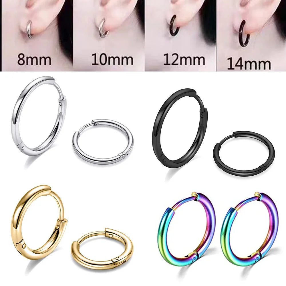 Small Hoop Stainless Steel Earrings for Women Men Cartilage Ear Piercing Jewelry Pendientes Hombre Mujer