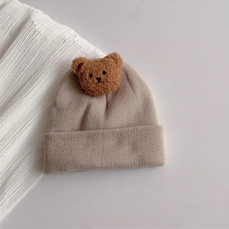 Bear Baby Knitted Hat Winter Warm Newborn Infant Beanies for Boys Girls Soft Comfortable Toddler Kids