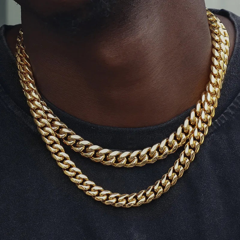 Cuban Link Necklace for Men 6/8/10/12/14/16MM Hip Hop Stainless Steel Miami Fashion Jewelry Thick And Thin