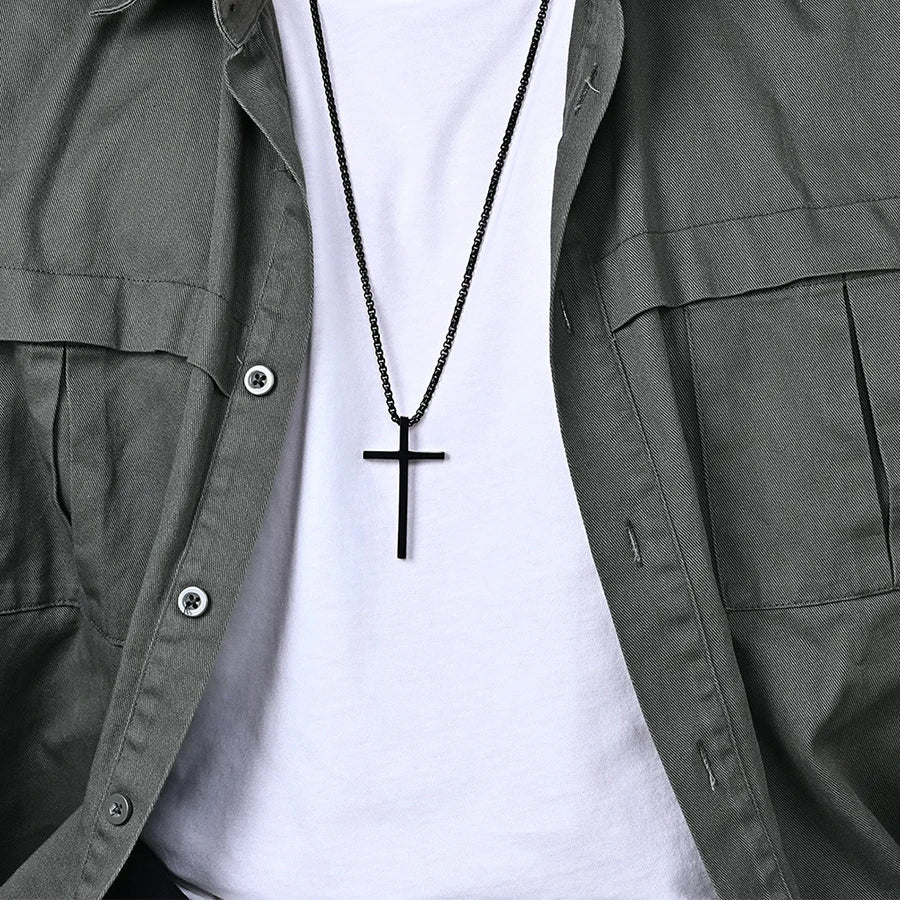 Cross Pendant High Quality Titanium Steel Necklace Glossy Niche Personality Men and Women Wear Choker No Fade Sweater Chain