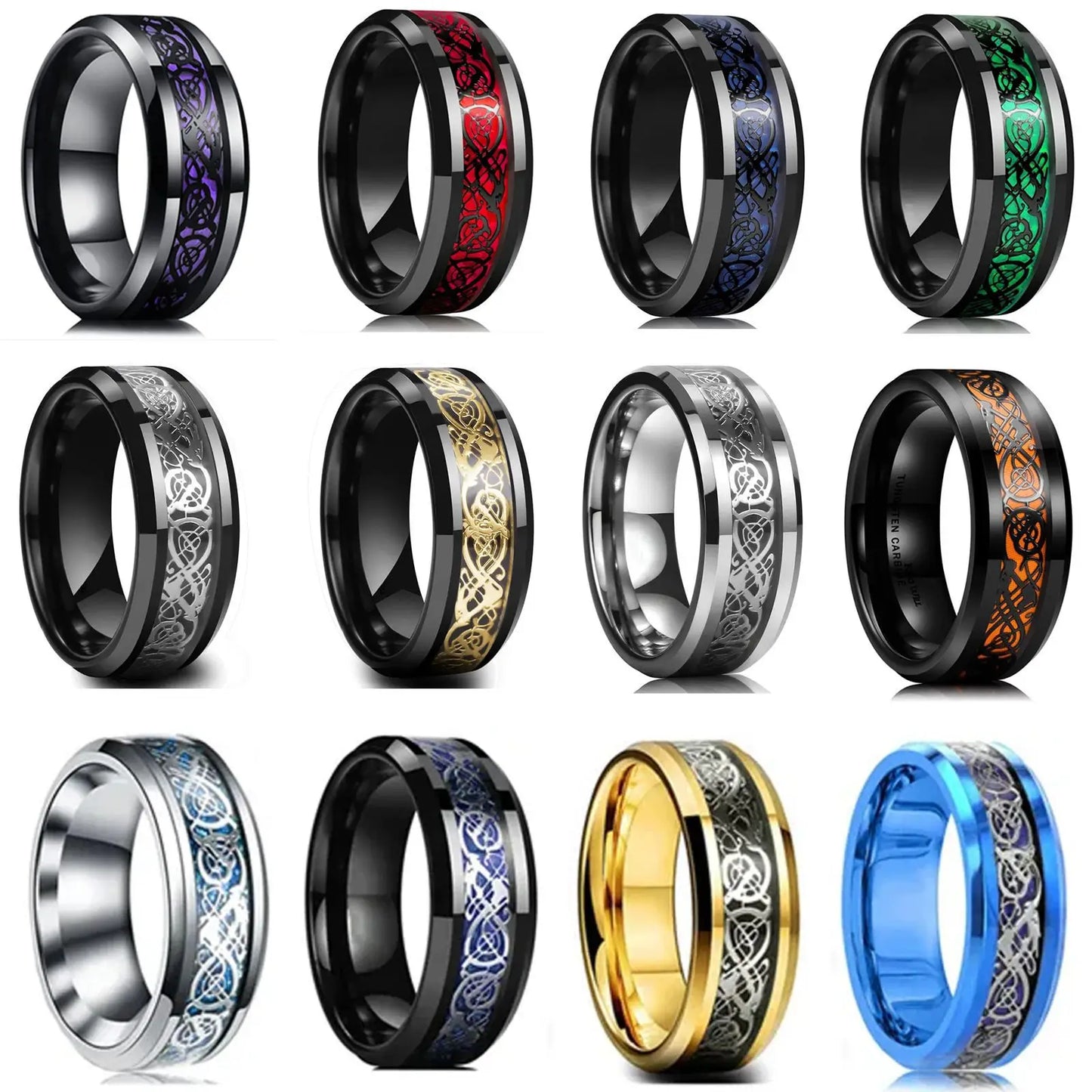 Tungsten Classic 8mm Black For Men wedding band Fashion Stainless Steel Red Carbon Fiber Ring Band