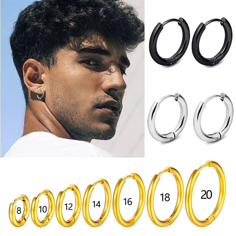 Hoop Earrings Women Men Gold Color Small Earrings 1 Pair Stainless Steel Girl Jewelry Pendientes Mujer Aretes Cartilage Piercing