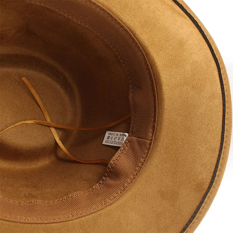 New Women Men Black Suede Chapeu Western Cowboy Hat Gentleman Jazz Sombrero Hombre Cap Dad Cowgirl Hats Size 56-58cm