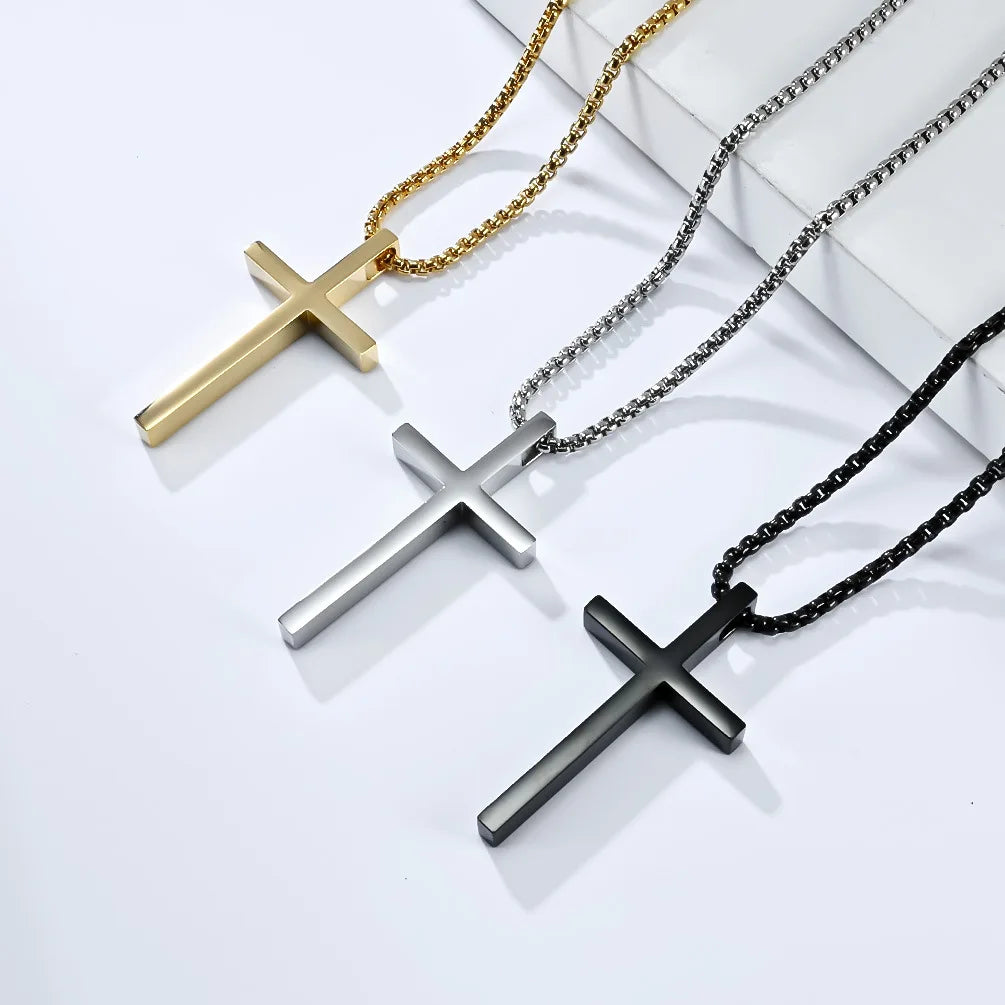 Cross Pendant High Quality Titanium Steel Necklace Glossy Niche Personality Men and Women Wear Choker No Fade Sweater Chain