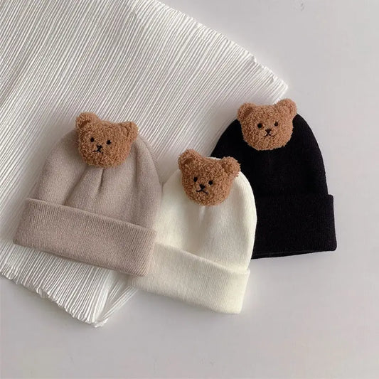 Bear Baby Knitted Hat Winter Warm Newborn Infant Beanies for Boys Girls Soft Comfortable Toddler Kids