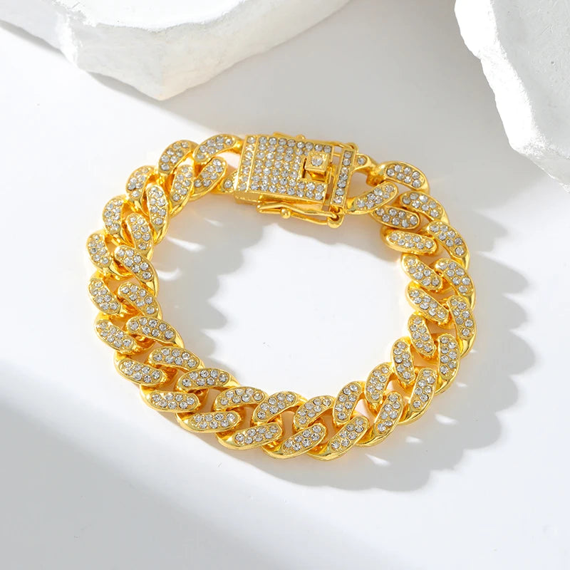 Cuban Chain Bracelet 316L Stainless Steel Gold Color For Women Men Trendy Punk Waterproof Wrist Chain Jewelry